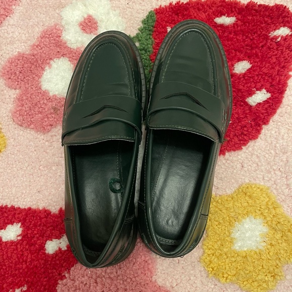 Zara Forest Green Slip On Loafers - Picture 1 of 5